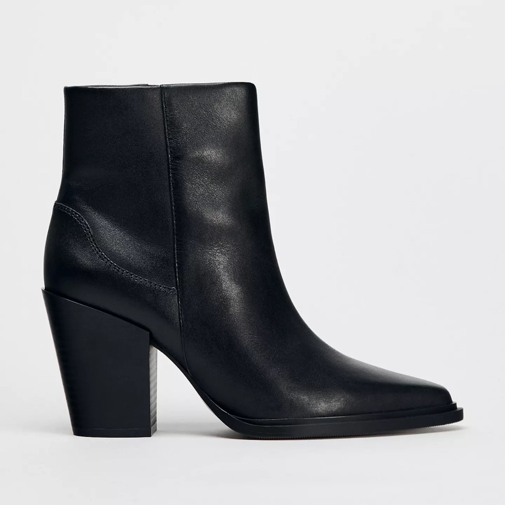 Zara Heeled Leather Ankle Boots